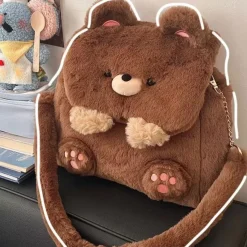 Kawaii Therapy Shoulder Bags | Japanese Style Backpacks<Kawaii Japanese Style Plush Bear Shoulder Bag