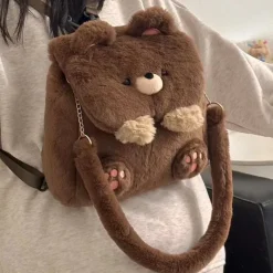 Kawaii Therapy Shoulder Bags | Japanese Style Backpacks<Kawaii Japanese Style Plush Bear Shoulder Bag