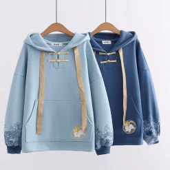 Kawaii Therapy Clothing<Kawaii Japanese Style Rabbit Embroidery Hoodie