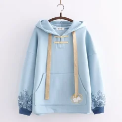 Kawaii Therapy Clothing<Kawaii Japanese Style Rabbit Embroidery Hoodie