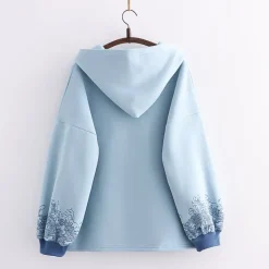 Kawaii Therapy Clothing<Kawaii Japanese Style Rabbit Embroidery Hoodie