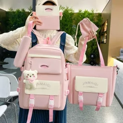 Kawaii Therapy Large Backpacks | Backpack Sets<Kawaii Korea Pastel Harajuku Backpack Set (5pcs)