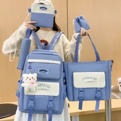 Kawaii Therapy Large Backpacks | Backpack Sets<Kawaii Korea Pastel Harajuku Backpack Set (5pcs)