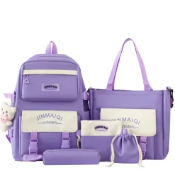 Kawaii Therapy Large Backpacks | Backpack Sets<Kawaii Korea Pastel Harajuku Backpack Set (5pcs)