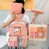 Kawaii Therapy Korea Style Backpacks | Backpack Sets<Kawaii Korea Style Canvas Zipper Backpack Set (4pcs)