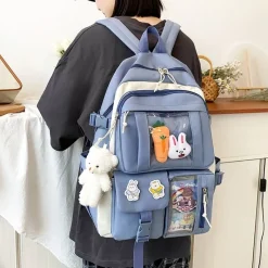 Kawaii Therapy Korea Style Backpacks | Backpack Sets<Kawaii Korea Style Canvas Zipper Backpack Set (4pcs)