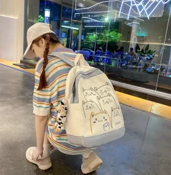Kawaii Therapy Preppy Backpacks | Korea Style Backpacks<Kawaii Korea Style Cats Pastel Backpack – Limited Edition