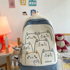 Kawaii Therapy Preppy Backpacks | Korea Style Backpacks<Kawaii Korea Style Cats Pastel Backpack – Limited Edition