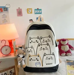 Kawaii Therapy Preppy Backpacks | Korea Style Backpacks<Kawaii Korea Style Cats Pastel Backpack – Limited Edition