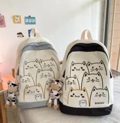 Kawaii Therapy Preppy Backpacks | Korea Style Backpacks<Kawaii Korea Style Cats Pastel Backpack – Limited Edition
