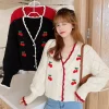 Kawaii Therapy Clothing<Kawaii Korea Style Cherry Embroidery Sweater