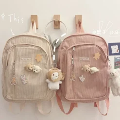 Kawaii Therapy School Backpacks | Preppy Backpacks<Kawaii Korea Style Corduroy College Zipper Backpack