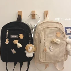 Kawaii Therapy School Backpacks | Preppy Backpacks<Kawaii Korea Style Corduroy College Zipper Backpack
