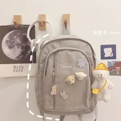 Kawaii Therapy School Backpacks | Preppy Backpacks<Kawaii Korea Style Corduroy College Zipper Backpack