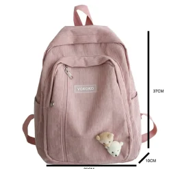 Kawaii Therapy School Backpacks | Preppy Backpacks<Kawaii Korea Style Corduroy College Zipper Backpack