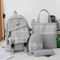 Kawaii Therapy Japanese Style Backpacks | College Backpacks<Kawaii Korea Style Harajuku Plaid Grid Backpack Set