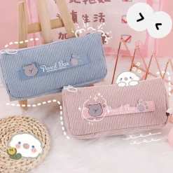 Kawaii Therapy Pencil Cases<Kawaii Korean Bear Canvas Style Pencil Case