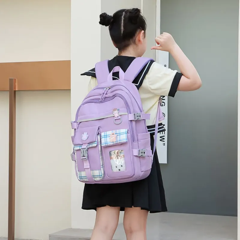 Kawaii Therapy School Backpacks | Preppy Backpacks<Kawaii Large Capacity Canvas Grid Backpack – Limited Edition