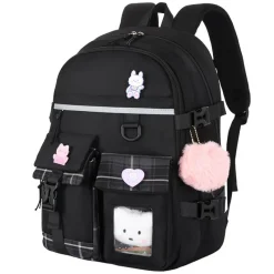 Kawaii Therapy School Backpacks | Preppy Backpacks<Kawaii Large Capacity Canvas Grid Backpack – Limited Edition