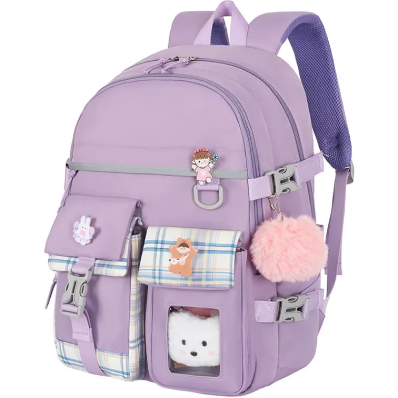 Kawaii Therapy School Backpacks | Preppy Backpacks<Kawaii Large Capacity Canvas Grid Backpack – Limited Edition