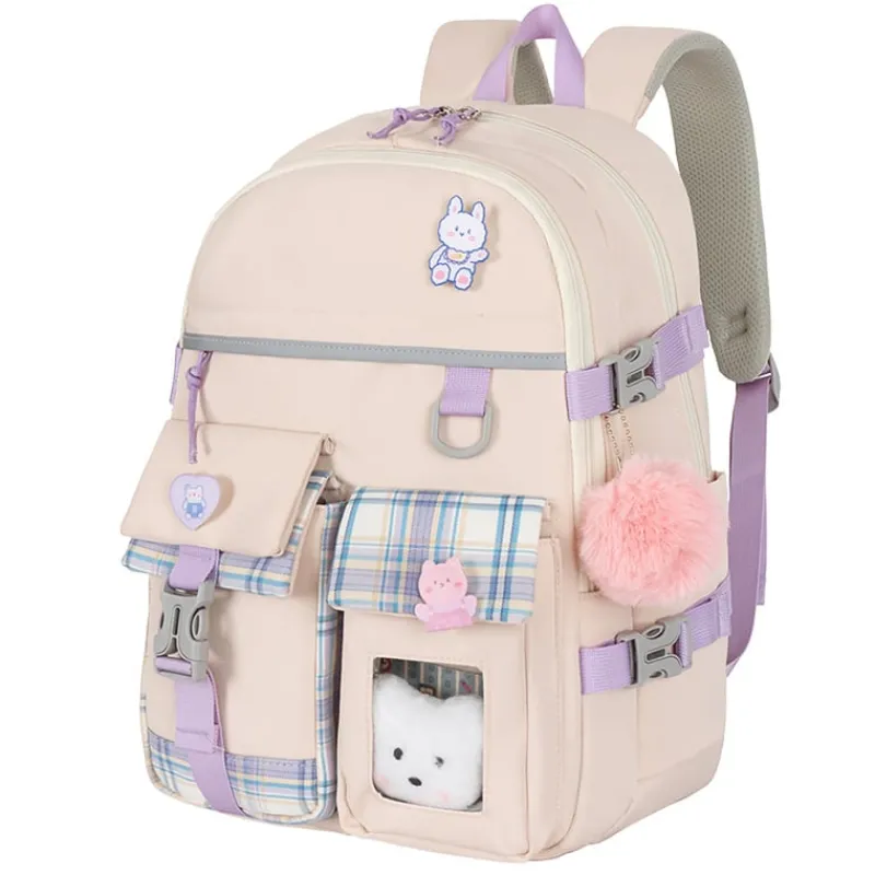 Kawaii Therapy School Backpacks | Preppy Backpacks<Kawaii Large Capacity Canvas Grid Backpack – Limited Edition
