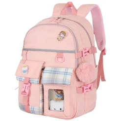 Kawaii Therapy School Backpacks | Preppy Backpacks<Kawaii Large Capacity Canvas Grid Backpack – Limited Edition