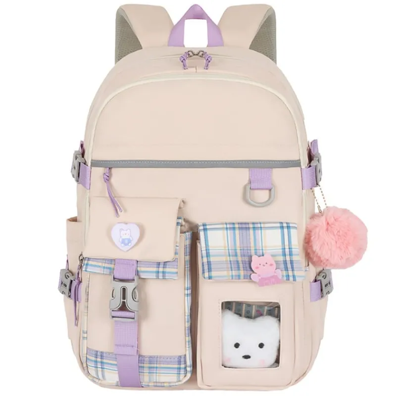 Kawaii Therapy School Backpacks | Preppy Backpacks<Kawaii Large Capacity Canvas Grid Backpack – Limited Edition
