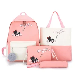 Kawaii Therapy College Backpacks | Backpack Sets<Kawaii Neko Sakura Cat Harajuku Backpack Set