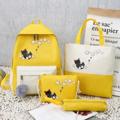 Kawaii Therapy College Backpacks | Backpack Sets<Kawaii Neko Sakura Cat Harajuku Backpack Set