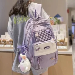 Kawaii Therapy School Backpacks | Preppy Backpacks<Kawaii Pastel Canvas Large Capacity Multipocket Backpack