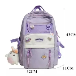 Kawaii Therapy School Backpacks | Preppy Backpacks<Kawaii Pastel Canvas Large Capacity Multipocket Backpack