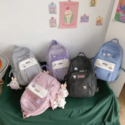 Kawaii Therapy School Backpacks | Preppy Backpacks<Kawaii Pastel Canvas Large Capacity Multipocket Backpack