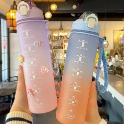 Kawaii Therapy Bottles<Kawaii Pastel Large Capacity Straw Bottle (1000ml)