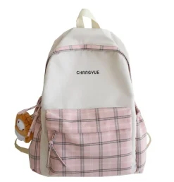 Kawaii Therapy School Backpacks | Preppy Backpacks<Kawaii Plaid Korea Style Canvas Backpack – Limited Edition