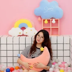Kawaii Therapy Pillows<Kawaii Rainbow Cloud Moon Pillow – Limited Edition