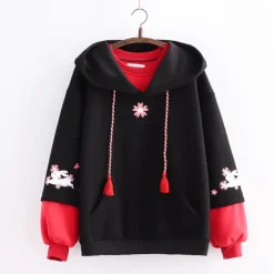 Kawaii Therapy Clothing<Kawaii Sakura Petal Bunny Hoodie – Limited Edition