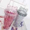 Kawaii Therapy Bottles<Kawaii Sequined Double Wall Cat Ears Bottle
