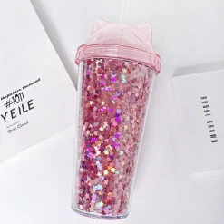 Kawaii Therapy Bottles<Kawaii Sequined Double Wall Cat Ears Bottle