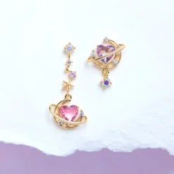 Kawaii Therapy Earrings<Kawaii Sparkling Heart Moon Earrings – Limited Edition