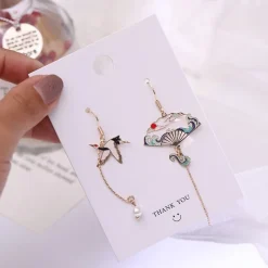 Kawaii Therapy Earrings<Kawaii Sparrow Fan Ocean Waves Earrings – Limited Edition