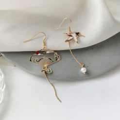 Kawaii Therapy Earrings<Kawaii Sparrow Fan Ocean Waves Earrings – Limited Edition