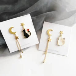 Kawaii Therapy Earrings<Kawaii Starry Cat Moon Earrings – Limited Edition