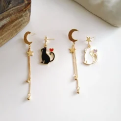 Kawaii Therapy Earrings<Kawaii Starry Cat Moon Earrings – Limited Edition