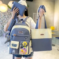 Kawaii Therapy Preppy Backpacks | Japanese Style Backpacks<Kawaii Study Harajuku Backpack Set (5pcs) – Limited Edition