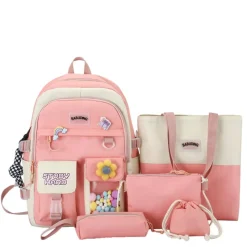 Kawaii Therapy Preppy Backpacks | Japanese Style Backpacks<Kawaii Study Harajuku Backpack Set (5pcs) – Limited Edition