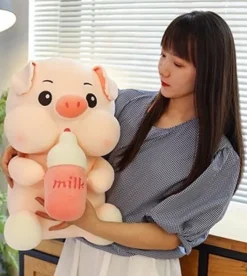 Kawaii Therapy Cute Stuffed Animals | Giant Stuffed Animals<Chubby Pig Milk Bottle Plush XL (45cm)