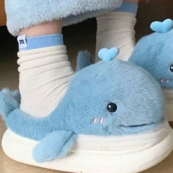 Kawaii Therapy Slippers<Fuzzy Whale Comfy Slippers – Special Edition