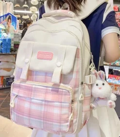 Kawaii Therapy School Backpacks | Preppy Backpacks<Harajuku Style Pastel Grid Backpack