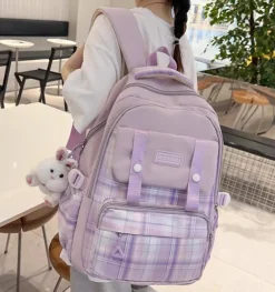 Kawaii Therapy School Backpacks | Preppy Backpacks<Harajuku Style Pastel Grid Backpack